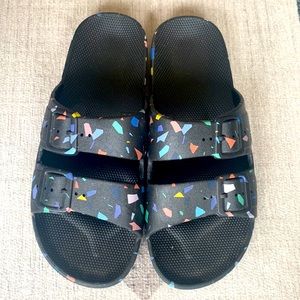 Freedom Moses Sandals - Terrazzo Black - size 9 & 38/39